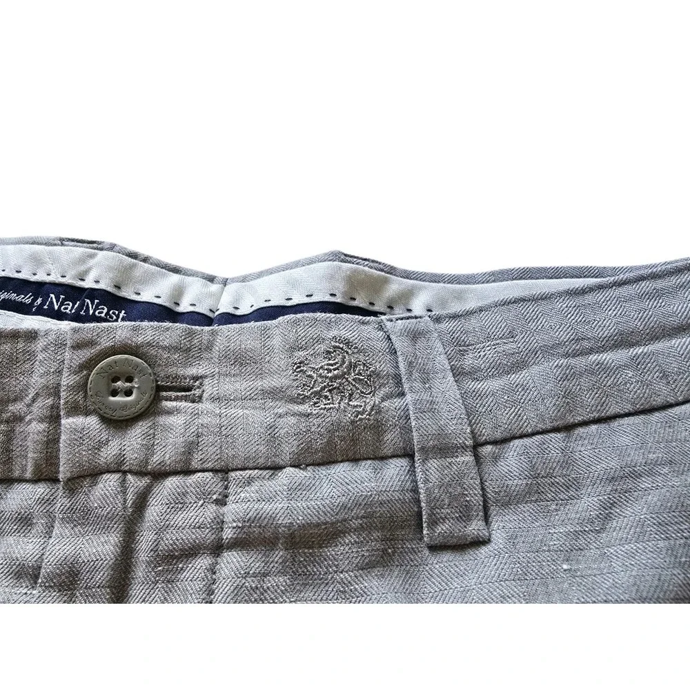 Nat Nast Mens Linen Blend Shorts Size 32 Gray